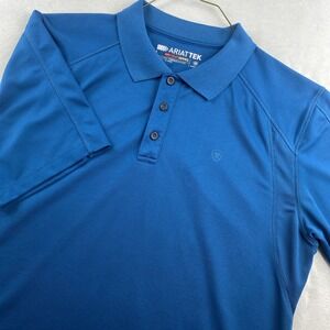 Ariat Tek Shirt Mens Large Teal Heat Series Polo Performance Golf Outdoors